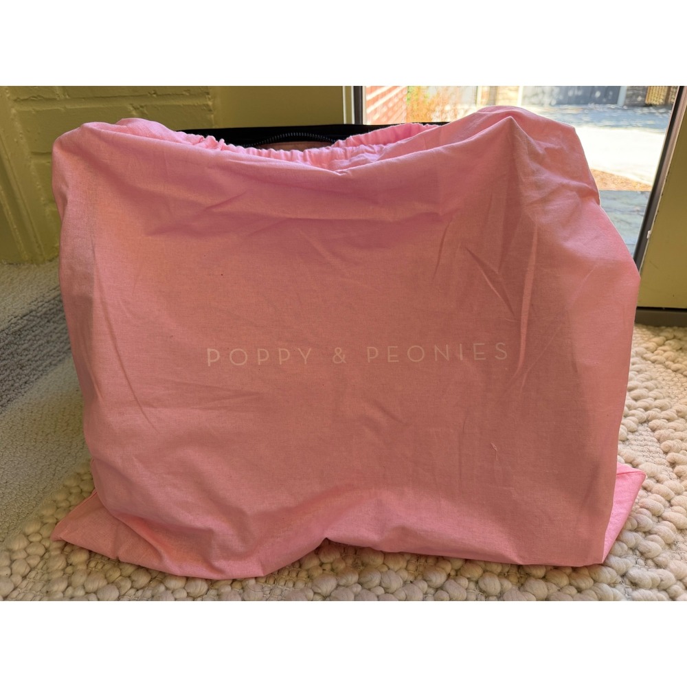 Poppy & Peonies Daily Tote Bag Black Nylon Laptop Sleeve Travel Work Bag - Picture 11 of 11